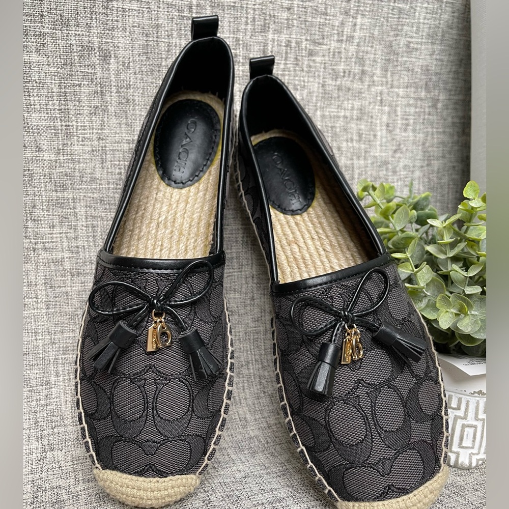$129( NEW)Coach Carson Signature Jacquard Upper Logo Espadrille - Picture 2 of 8